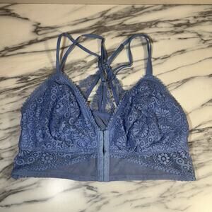 Aerie Blue Corset‎ Style Strappy Longline Lace Bralette Top Size XXL Festival